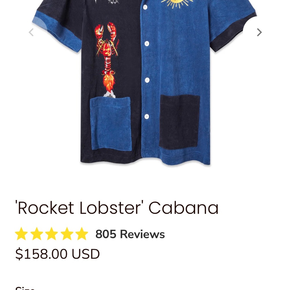 Rocket Lobster Cabana Button-Down Shirt - Blue/Black
